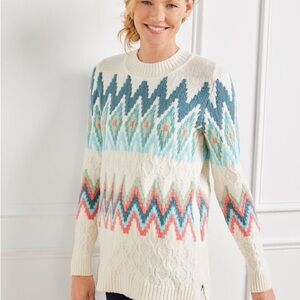 Talbots ZIG-ZAG FAIR ISLE CREWNECK PULLOVER